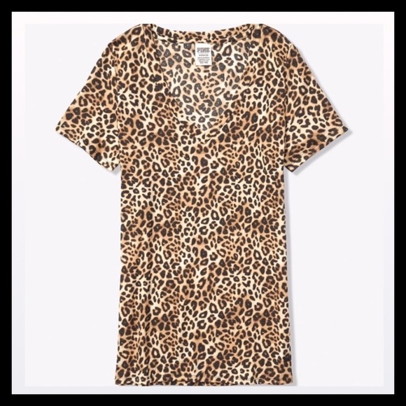 PINK Victoria's Secret Perfect V-Neck Leggings Tee - Picture 1 of 4